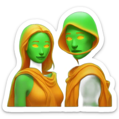 Couple as Orange Fluorescent woman and green Fluorescent man sticker