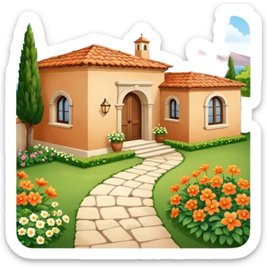 Mediterranean house with garden sticker