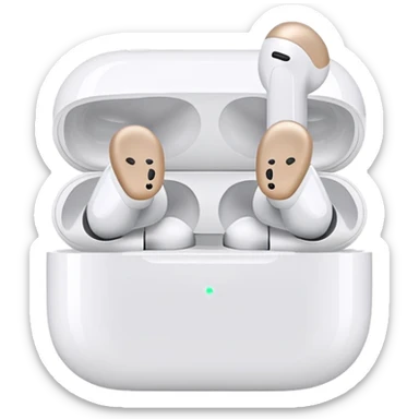 	•	Wearing white wireless earbuds sticker