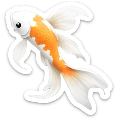  pure white koi fish with long flowing fins sticker