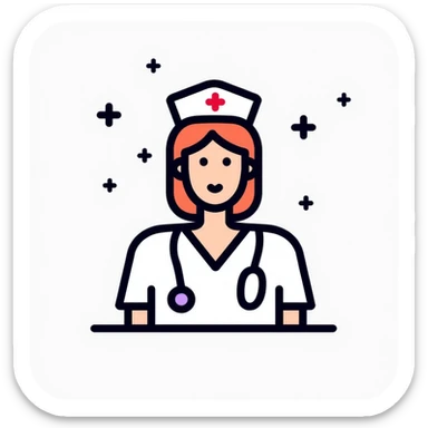 nurse icon with medical symbols sticker