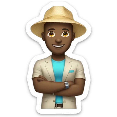 light skinned African business manager in beach wear sticker