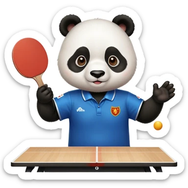 a cute panda wear Chinese team uniform play table tennis  sticker