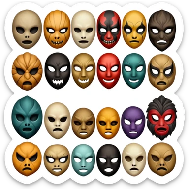 Artistic scary masks sticker