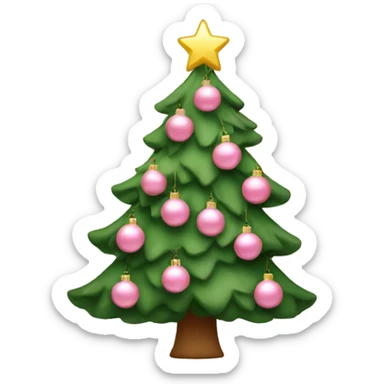 christmas tree with light pink ornaments sticker