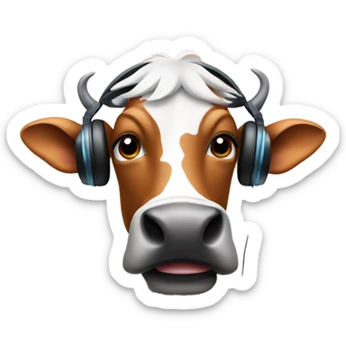 Cow listening to music  sticker