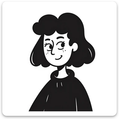 side eye baddie with playful lines in hand-drawn doodle style sticker