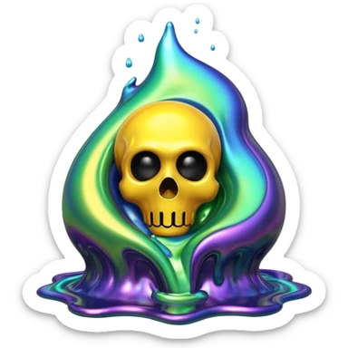 3D render of Oil Slick, toxic waste aesthetic, bubbling liquid, caution metal, industrial warning texture. sticker
