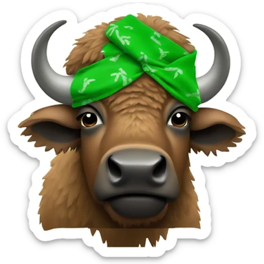 Bison wearing a green bandana sticker