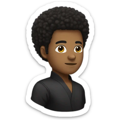 black karate instructor with afro hair and a low taper haircut, and a small fade on the sides sticker