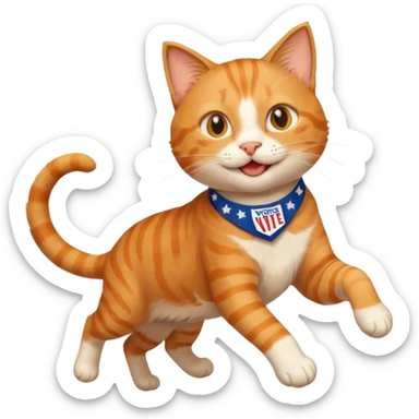 happy cat running for president with an "i voted" sticker sticker