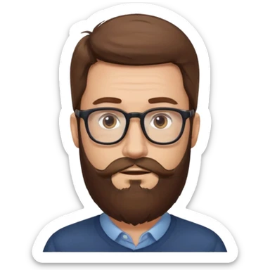 HOMME CHEVEUX BRUN LONGUE BARBE LUNETTE sticker