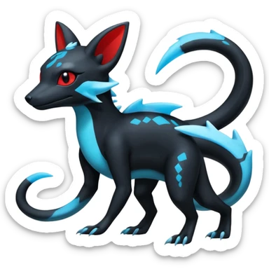 Scaley Exotic Salandit-Aurorus-Umbreon-Fakémon-hybrid-creature (full body)  sticker