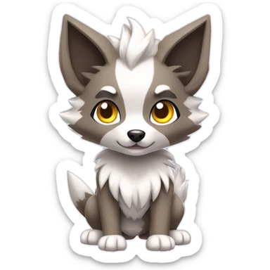 Kawaii Cool Chibi Poochyena-Rocruff-Lycanroc-Pokémon Full Body sticker