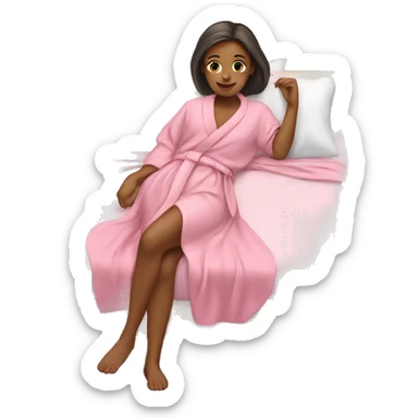 Girl with pink robe laying on spa bed sticker