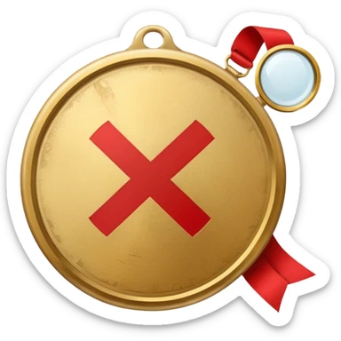 gold medal with bandage and ONLY ONE magnifier engraved on the center sticker