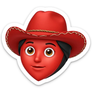 🫀ponle a este corazón un sombrero de vaquero color negro encima sticker