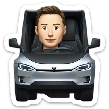 Elon musk riding in a Tesla cyber truck  sticker