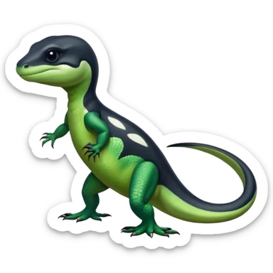 Orca-dragon-reptile-reptilian-lizard-skink-gecko-hybrid full body, two legs, arms, tail sticker