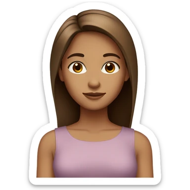 Brown haired girl with brown eyes and tan skin and straight hair sticker