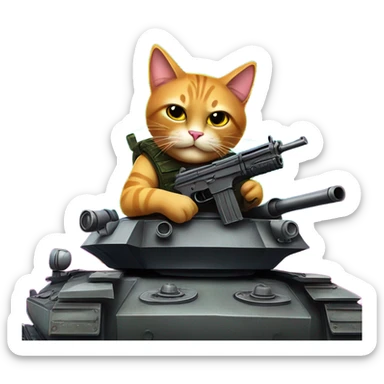 Cat with gun and tank in nightclub sticker