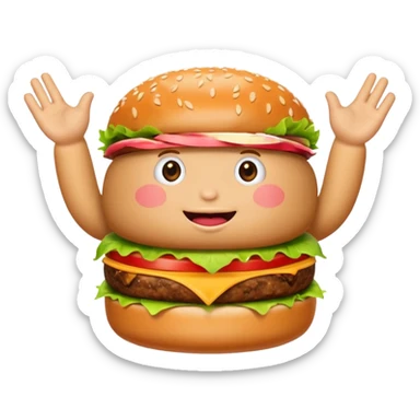 A living burger doing 67 gestures sticker
