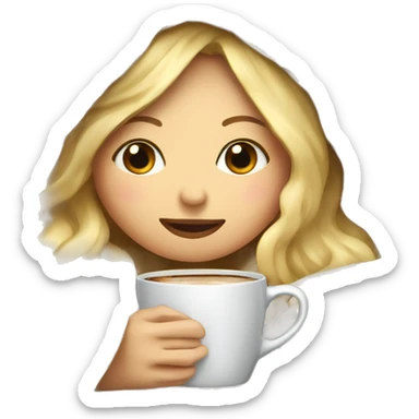girl inside a blanket sipping coffee eyes closed blonde sticker