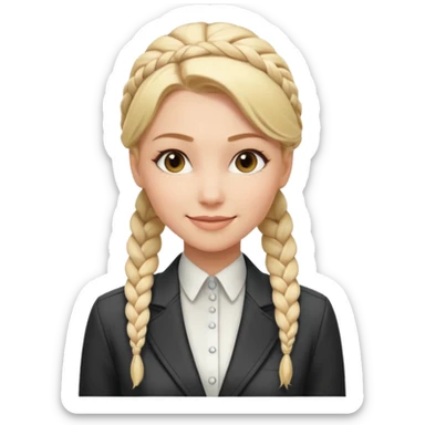 yelena belova in white widow suit with blonde hair in a braid smiling sticker