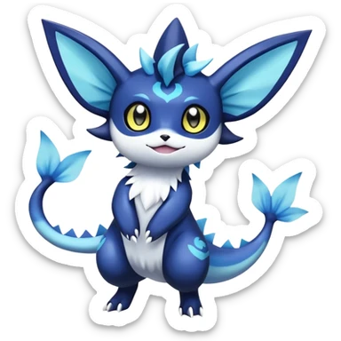 Noibat-Vaporeon-Meowstic-Umbreon-Fakémon-hybrid-creature (full body)  sticker