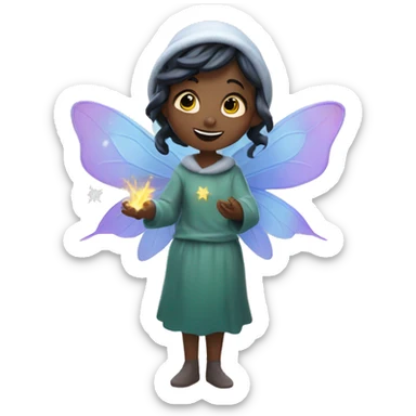 The cute fairy casting a spell to make the first snow fall sticker