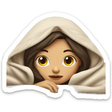 girl brunette inside a blanket sipping tea eyes closed sticker