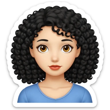 Menina de cabelo cacheado preto e abaixo do ombro  sticker