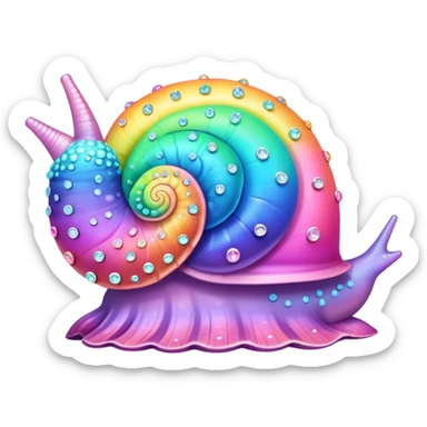pastel neon rainbow bedazzled kawaii sea snail sticker