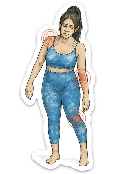 Donna asimmetrica con dolori immagine medica sticker