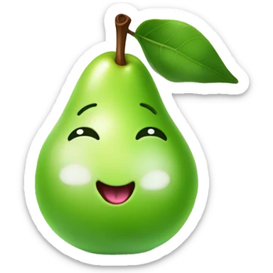 Shiny Green Cute pear with tongue sticker