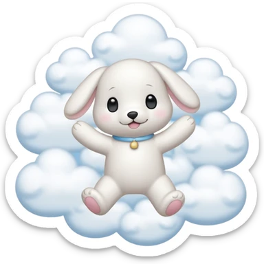 Cinnamon roll from sanrio dancing in the clouds sticker