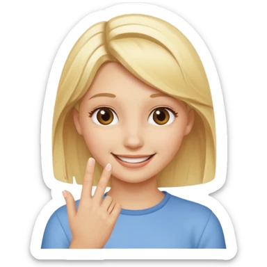 fingermouthing el gesto que es tan viral ahora en tik tok que le haga una chica rubia sticker