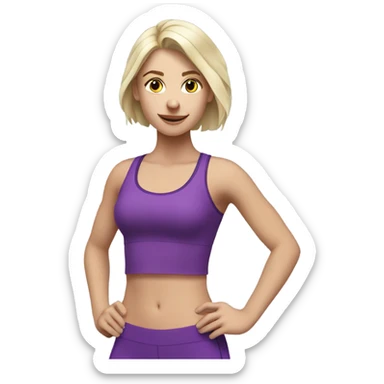 White blonde girl exercising whith purple top  sticker