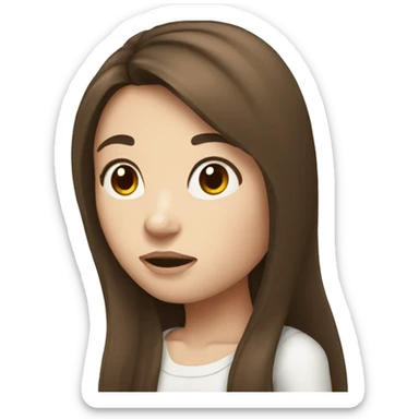 girl with long brunette hair and white skin shrugging sticker