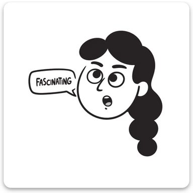 face with exaggerated eye roll and a speech bubble that says 'fascinating' in a sarcastic way sticker