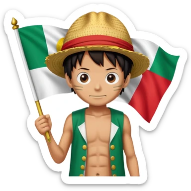 Luffy Holding Algerian flag sticker