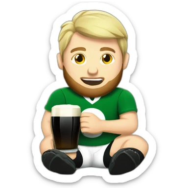 Drunk irish rugby player drinking guiness sticker