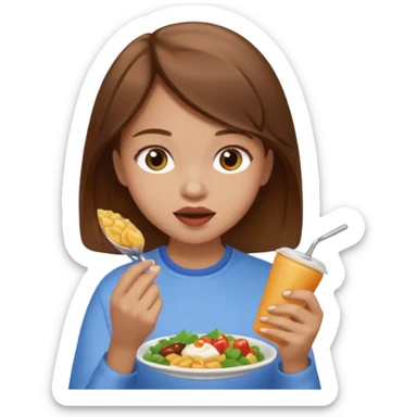 everyday life, food, girl, brown hair sticker
