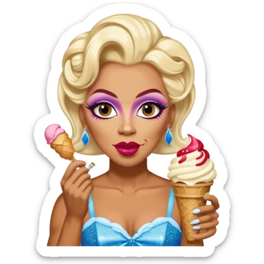 A homosexual drag queen eating ice-cream with Obama   sticker