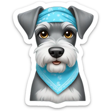schnauzer with light blue bandana sticker