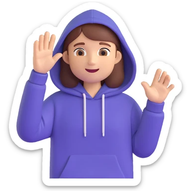 memoji of a college student, waving, wearing a hoodie, energetic and approachable sticker