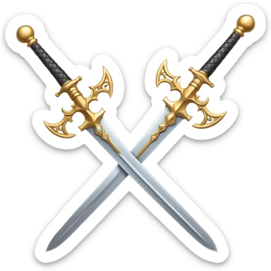 Two Golden royal swords with gold blades and gold handel sticker