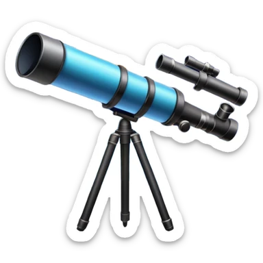 An icon featuring a telescope, stars, and a planet, symbolizing astronomy. The design includes a crescent moon, distant galaxies, and constellations, representing the study of space and celestial bodies. Transparent background highlights the exploration of the universe and cosmic phenomena. sticker