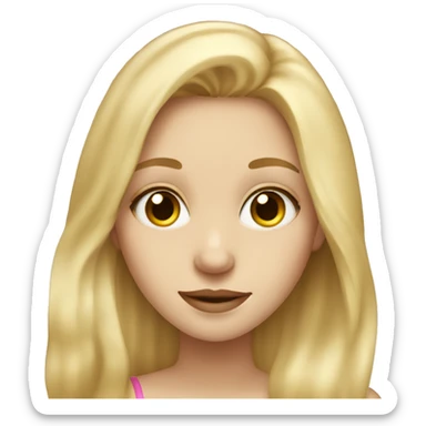 Blonde girl with long hair & hazel eyes with ipad  sticker