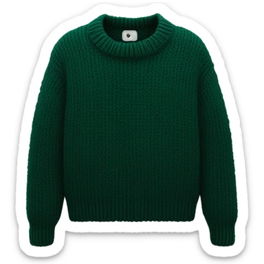 Dark green cropped oversize wool sweater, isolated sticker